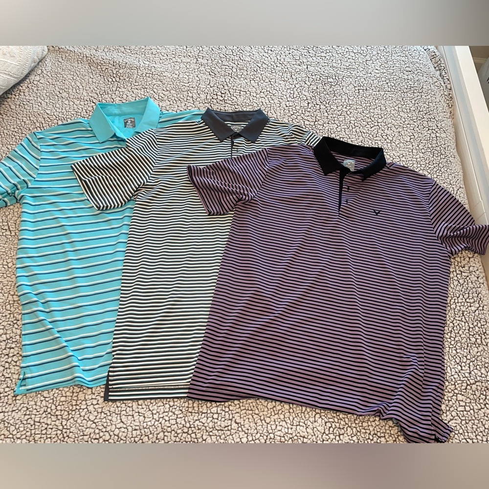 SET OF 3 Callaway Golf (polo style) Shirts / Size L / Stripes